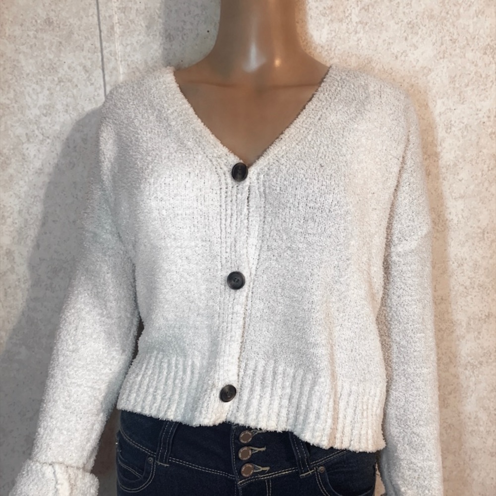 Moral Fiber White Button Up Sweater